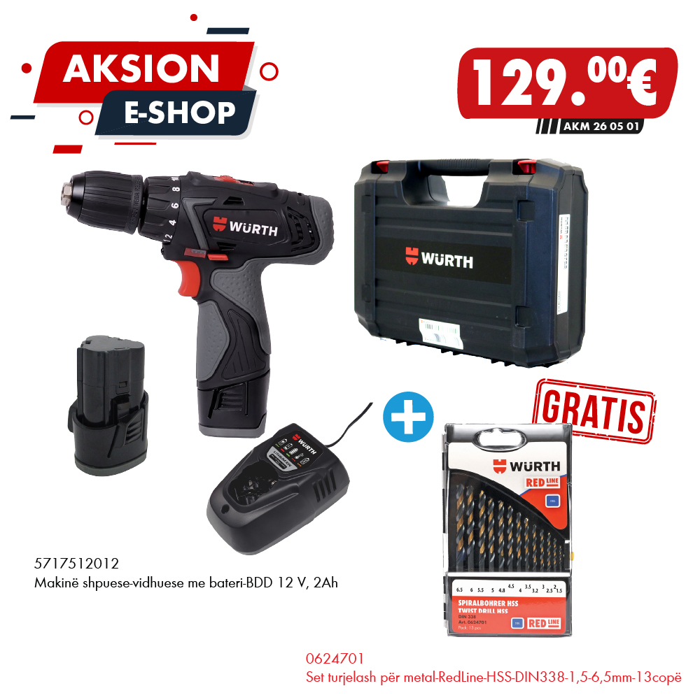 Makinë Shpuese-Vidhuese 12V + Set Turjelash GRATIS